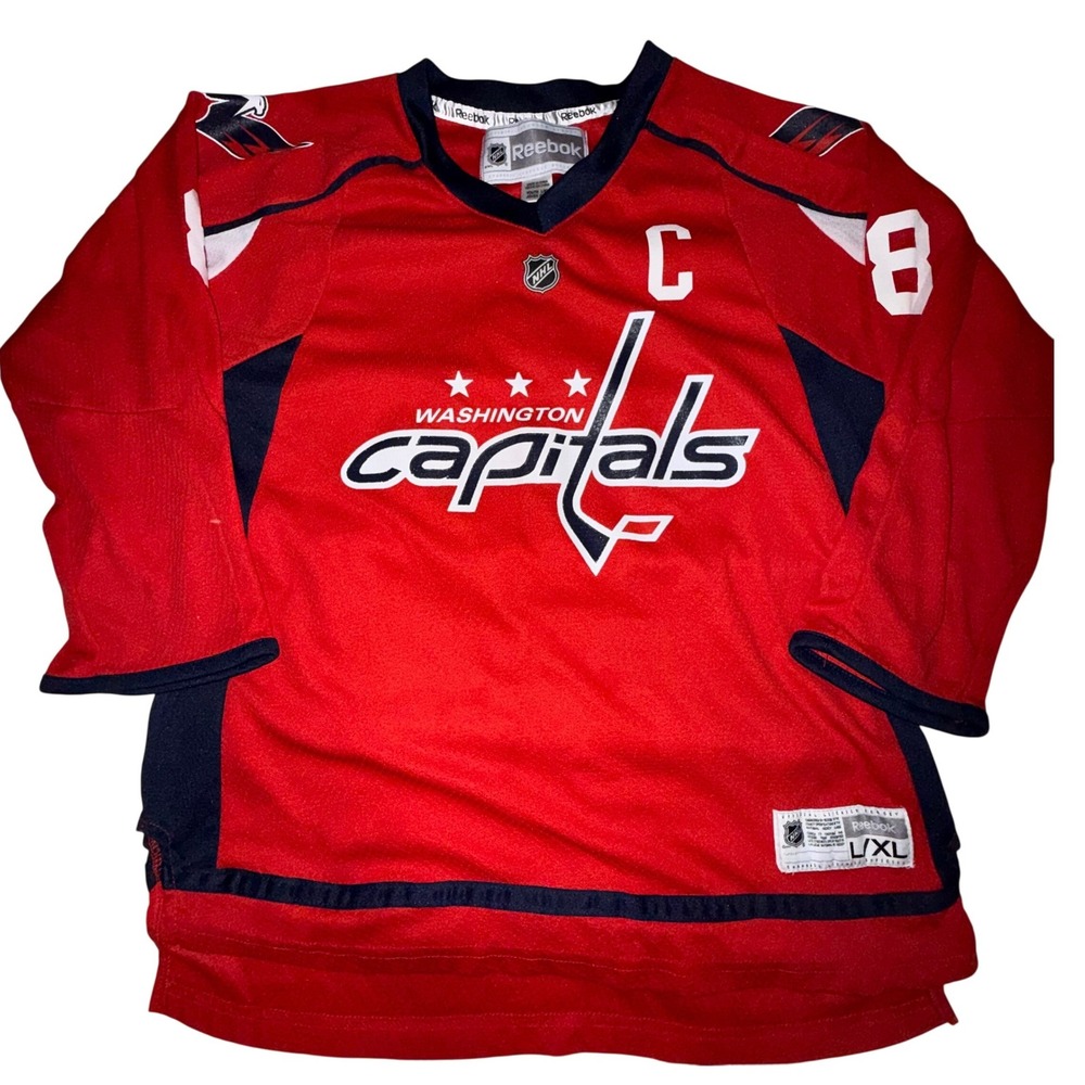 Reebok Washington Capitals Jersey Youth L/XL Red Ovechkin 8 NHL Hockey Captain C - Picture 2 of 7